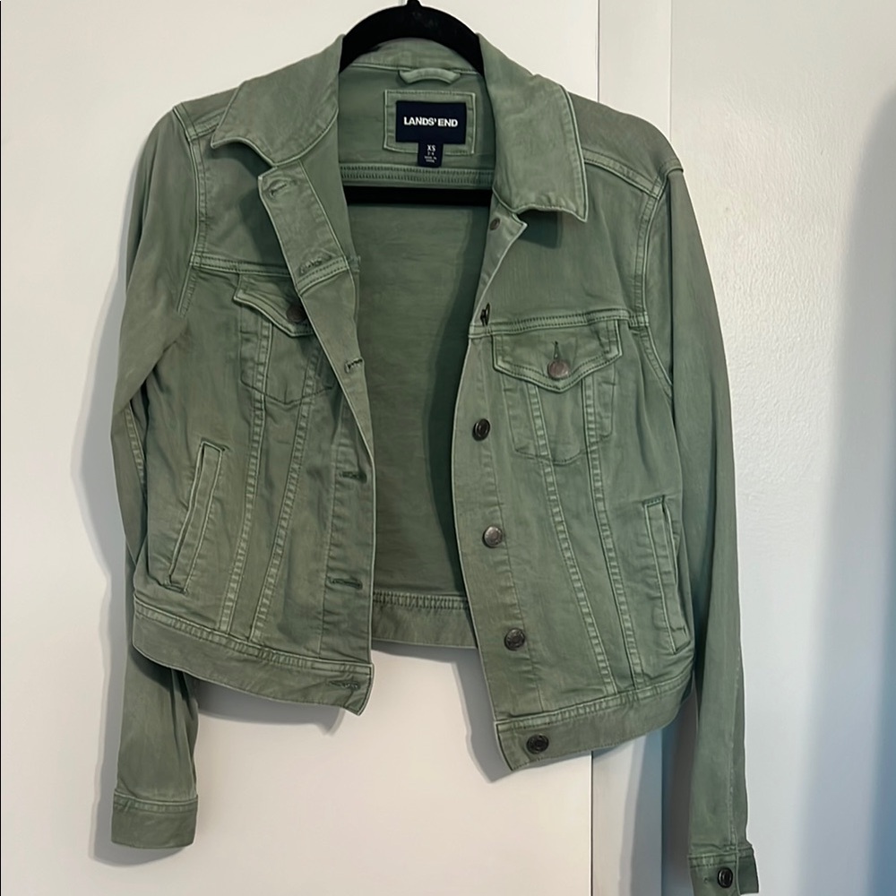 Lands' End Women's Green Denim Jacket